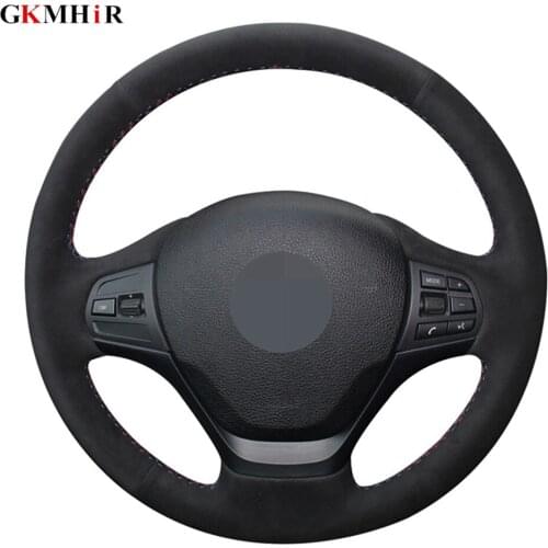 DIY Hand-stitched Black Suede Car Steering Wheel Cover For BMW F30 F31 F34 F20 F21 F22 F23