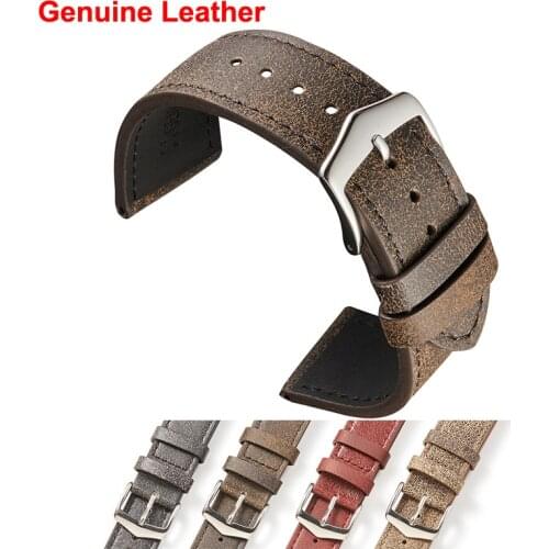 Genuine Leather Watchband 22mm for Huawei Watch 2 GS Pro GT 46mm Honor Magic gs 48mm Crack Texture Real Leather Watch Band Strap