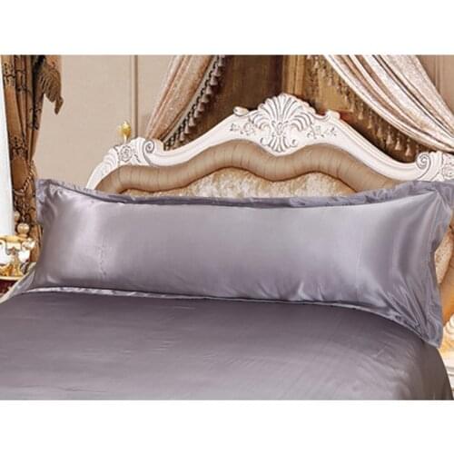 Couple Double Pillow Case Emulation Satin Silk Pillow Cases Solid Color Long Covers Wedding Decor Pillowcases 120x48cm/150x48cm