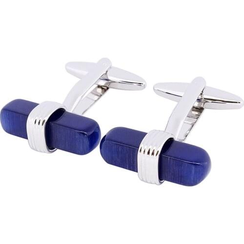 HAWSON Deep Blue Cats Eye Stone Cufflinks Mens Fashion French Shirt Jewelry Cuff Link Buttons Best Accessories with Box