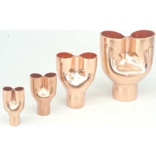 I/D 1/4"/3/8"/1/2"/16/19/22/25/28/35/42mm Copper Equal Reducer End Feed Y-type 3 Ways Pipe Fitting Water Liquid