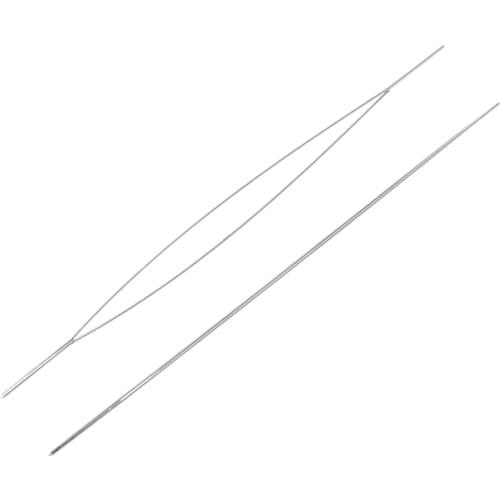 DoreenBeads 5 PCs Iron Beading Needles Threading String Cord Jewelry Tool Hollow Needle Pins Dull Silver Color 5.7cm(2 2/8")