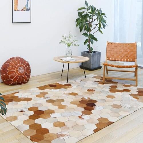 Natural Cow Skin Hide Seamed Rug Big Size Natural Cowhide Fur Carpet For Living Room Decoration Office Carpet