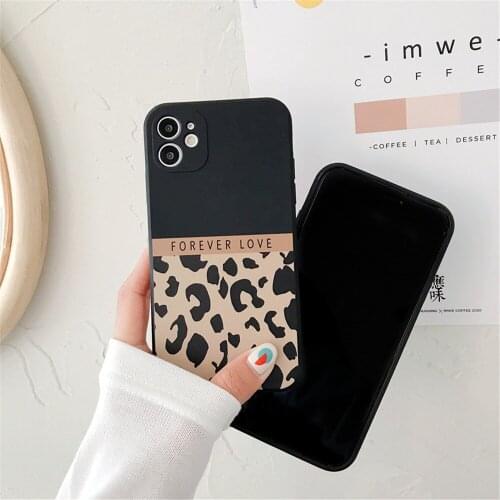 Fine hole square leopard print protective case for iPhone 12 Mini Pro Max 11 Pro MAX X XR phone case for iPhone 7 8 Plus SE 2020