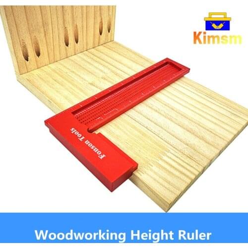Aluminum Alloy Woodworking Right Angle Ruler 100/200mm Height Ruler Metric And Inch Scriber Gauge Woodworking DIY Measuring Tool