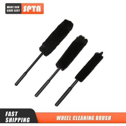 SPTA 48/34/31 Cm Wheel Cleaning Brush High Quality Black Wool Cleaning Brush Auto Cleaning Tools Soft Car Wheel Scrub