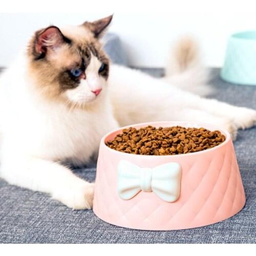 Cute Bow Pet Bowl Plastic Feeding Food Bowl for Cat Dog Lovely Puppy Feeder Dish Water Bowl Small Dogs Pet Supplies Water Bottle