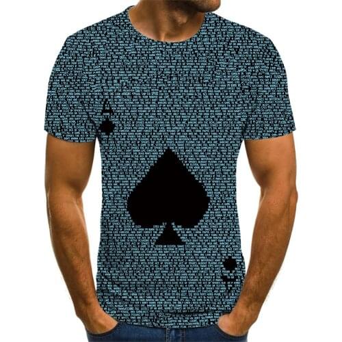 2021 Trend Mens T-Shirt 3D Print Street Hip Hop Style Funny Poker Pattern O-Neck Oversized T-Shirt Casual Versatile Short Sleev