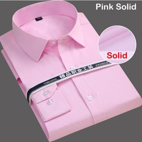 Mens Comfortable Business Work Shirt Long Sleeve Solid Color Dress Shirts Men Casual Slim Fit Office Formal Shirts Chemise Homme