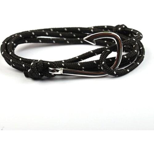 Fashion Nylon Bracelets For Women Men Couple Gifts Wrap Braided Wristband Male Bracelet Rope Alloy Hook Anchor Bangle