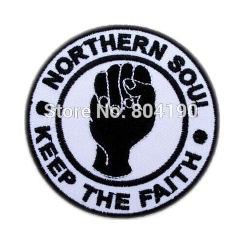 3" Northern Soul Faith Fist Music Band Iron On On Patch TRANSFER MOTIF APPLIQUE Rock Punk Badge