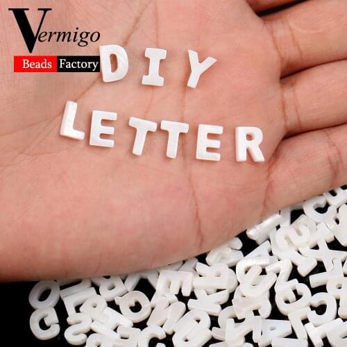 Natuarl Letter Mother Of Pearl Shell Beads 26 Alphabet Seashell Charms Beads For Jewelry Making Diy Bracelet Necklace Accessory