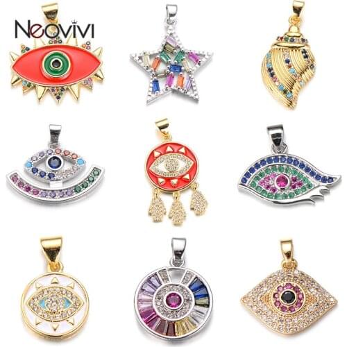 Neovivi Evil Eye Pendants DIY Necklace Jewelry Making Women Handmade Accessories Star Conch Beads Pendant for Jewelry Gift