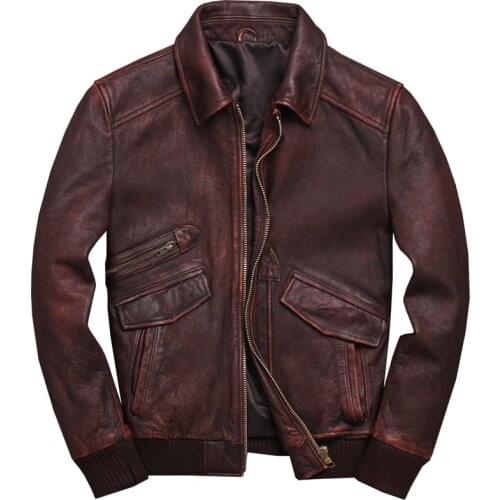 2021New Genuine Leather Jacket Mens First Layer Cowhide Slim Fit Short Leather Jacket Lapel Korean Style Leather Jacket Brand