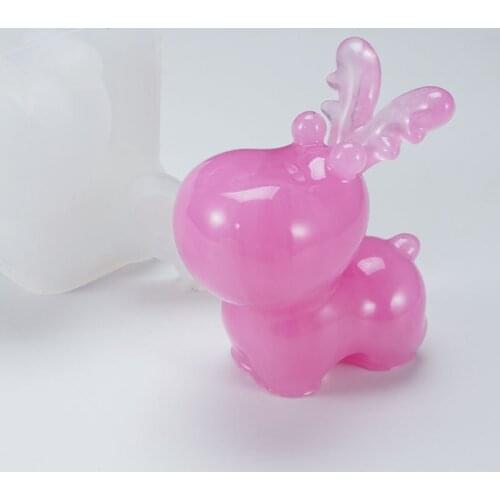 2020 New Mirror Three-Dimensional Elk Christmas Deer Mold Diy Crystal Epoxy Three-Dimensional 3D Christmas Decoration Mold