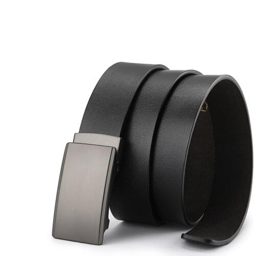 New Male Toothless Automatic Buckle Belt No Holes No Card Slot Belt Leather Eyeless Toothless Trouser Belt 3.5cm