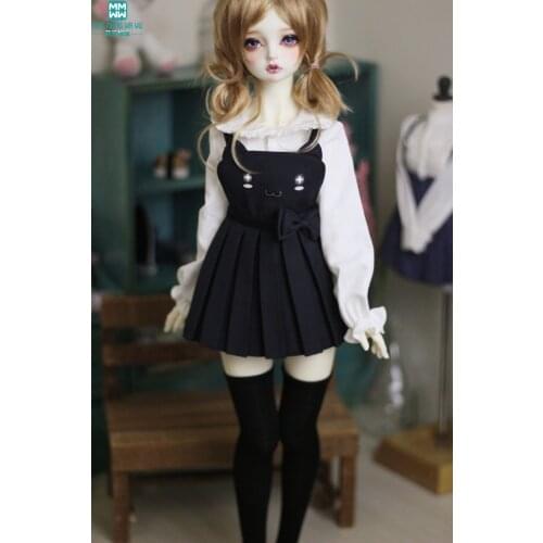 BJD doll clothes fits 60cm 1/3 BJD doll fashion temperament suit white shirt + strap skirt + stockings