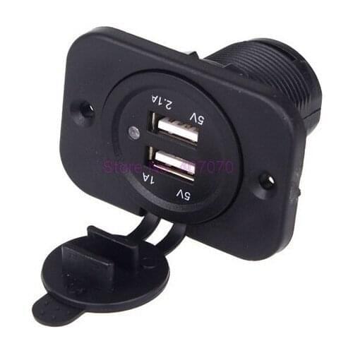 By DHL or Fedex 200pcs 12V Dual USB Car Motorcycle Truck Cigarette Lighter Adapter Mobilephone USB Charger Socket Plug