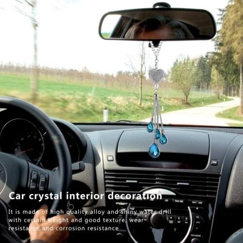 Car Rear View Mirror Pendant Crystal Ball Diamond Decorative Rearview Hanging Ornaments Car Rhinestone Interior Styling Gift