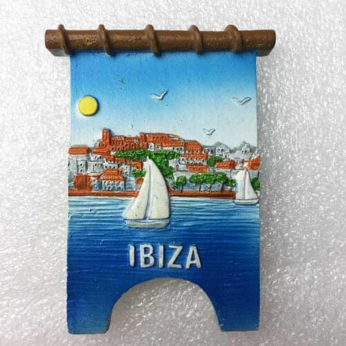 QIQIPP Spain Ibiza travel commemorative magnet refrigerator paste home decoration travel collection magnet with hand gift