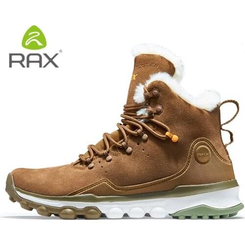 RAX Mens Hiking Shoes Latest Snowboot Anti-slip Boot Plush Lining Mid-high Classic Style Hiking Boots for Professional Men