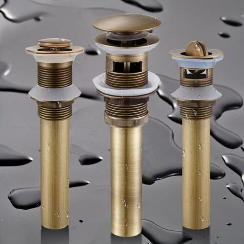 Luxury Bathroom Basin Sink Pop Up Drain & Flip Up Drain Brass with & without Overflow Vanity Sink Waste Drainer 4color