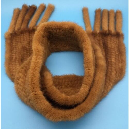 New muffler 100% real mink fur scarf with tassel hand knitted natural mink scarves Neck Warmer Poncho wholesale