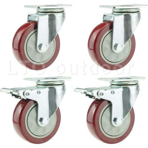 2PCS 3/4/5Inch Heavy Duty PVC Swivel Caster Wheels Silent Caster For Furniture Wheel Carts Workbench Industrial Equipment