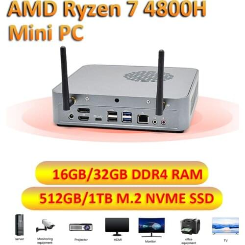 T-BAO MN48H Gaming MINI PC AMD Ryzen 7 4800H Gamer PC Windows 10 Computer 32GB DDR4 1TB M.2 NVME SSD WiFi 6 BT5.1 Mini Host