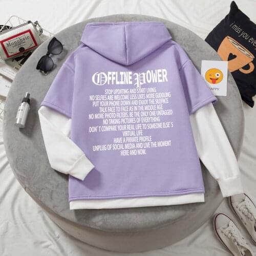 Color Block Hoodie Women Letter Fashion Patchwork Oversized Sweatshirt for Girls Aesthetic Korean Fashion Pullover Streetwear