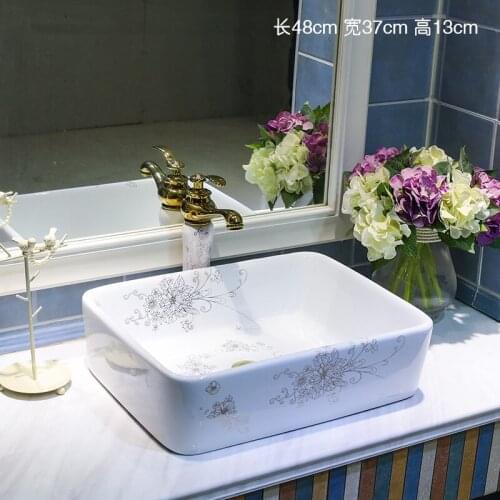Upper Basin Square Table Wash Basin Wash Basin Ceramic Wash Basin Bathroom Wash Basin Art Basin Household