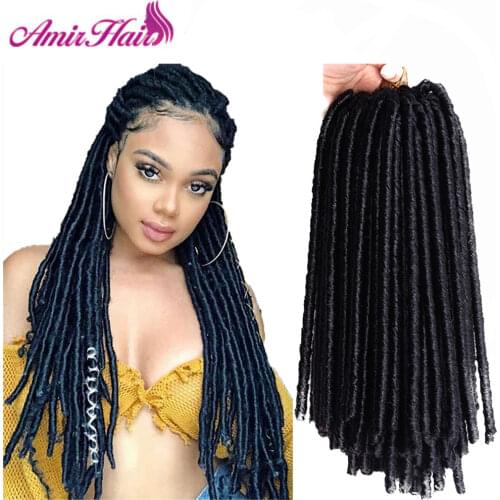 Amir Crochet Braids hair Soft Dread Locks Crochet Braids 14 inch Straight Hair Extensions 30rootsFaux Locks Crochet Braids Black