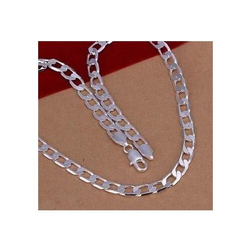 N034 Hot Sale Fine Silver Color Jewelry,Wholesale Factory Price 925 Charms Free Shipping Fashion Jewelry 8mm Necklace /abiais