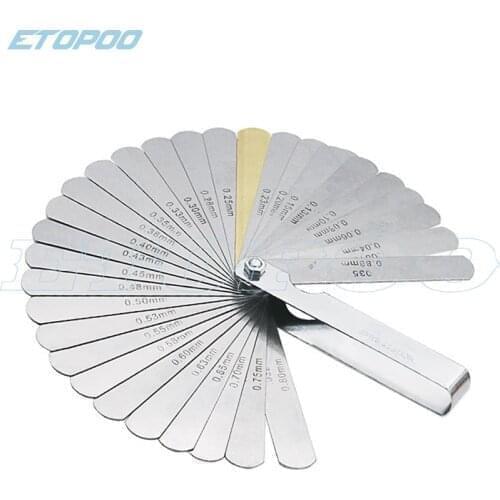 0.04-0.88mm 32 Blades Feeler Gauge Metric Gap Filler Thickness Gage High Precision Measurment Tool Plug Feeler