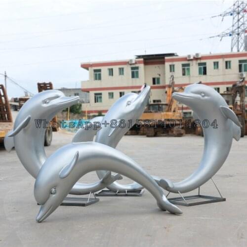 1pc Outdoor simulation dolphin sculpture decoration,garden lawn animal decoration,garden landscape marine theme ornaments