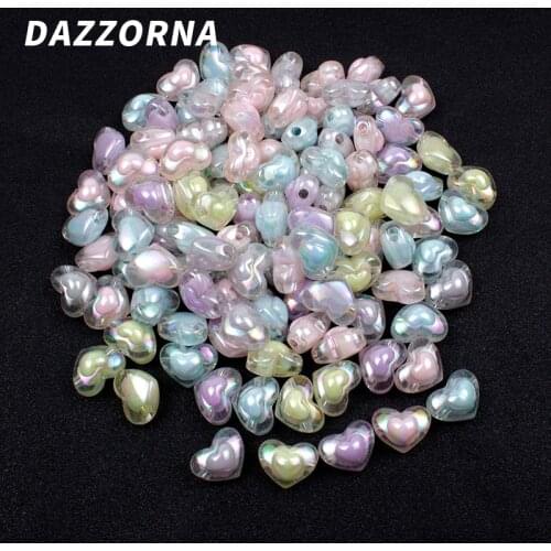 20/40/60/80Pcs/lot 13mm Acrylic Beads AB Colors Heart Shape Loose Beads for DIY Jewelry Making Bracelets Necklace Accessories