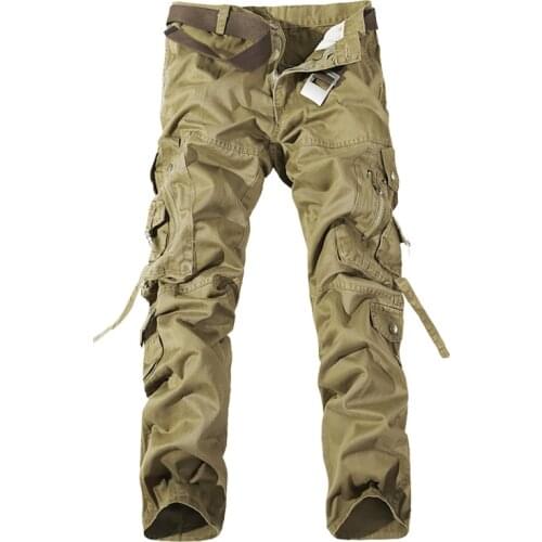 2021 Fashion New Men Cargo Pants Army Green Big Pockets Decoration Mens Casual Trousers Easy Wash Male Army Pants Plus Size 42
