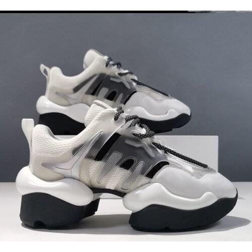 2021 dad shoes womens European station autumn new breathable net red cake thick soled shoes leisure sports leisure running