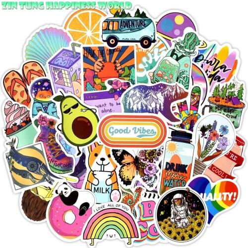 50pcs Summer VSCO Waterproof Stickers for Teens Adult Water Bottle Skateboard Laptop Luggage Guitar Bicycle Graffiti StickersDIY