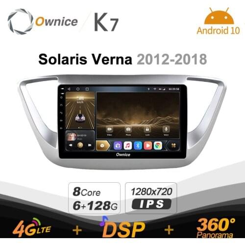 Ownice 6G+128G Android 10.0 Car Radio For Hyundai Solaris Verna 2012-2018 DVD Player 4G LTE GPS Navi 360 Panorama BT 5.0 Carplay