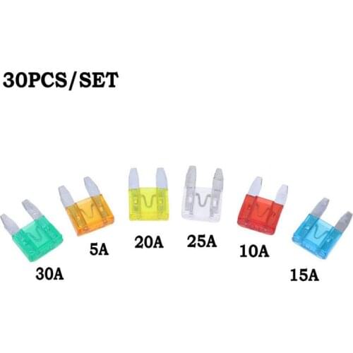 Auto Car Fuse Box 30PCS 5A-30A Car Auto Blade Mini Fuse Set ATC Clip Auto Blade Type Fuse Set Truck MIni Fuses
