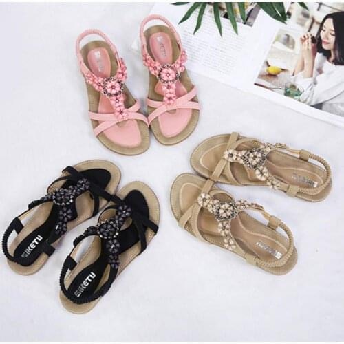 Summer new Shoes Woman flat bohemian sandals Sandalias Woman Shoes Woman thongs color rhinestones women sandals