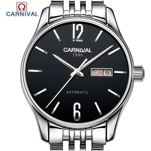 Carnival Original Brand Watch Men Automatic Self-wind Stainless Steel 3atm Waterproof Business Men Wrist Watch Timepieces 8612G