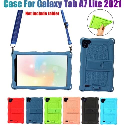Tablet Case for Samsung Galaxy Tab A7 Lite 2021 8.7 Inch T220 T225 Silicone Case Tablet Stand with Pen and Strap