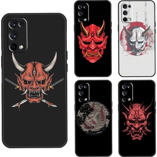 Japanese Samurai Oni Mask Case For OnePlus 8T 7T Nord 7 8 9 Pro Cover For Realme 8 7 6 Pro Q3 C3 C11 C15 C21 GT Neo