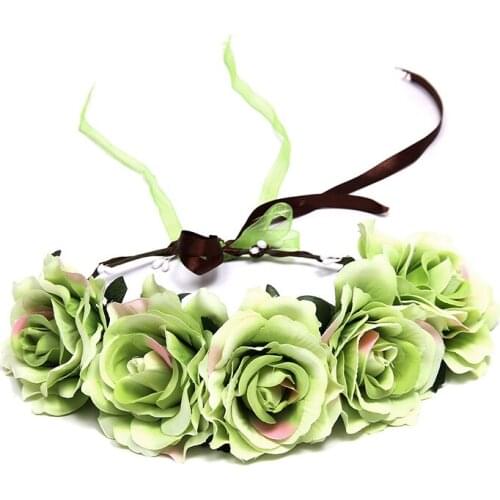 Floral Garland Wreath Rose Paper Flower Headband Crown Wedding Festival Hairband Headpieces Boho Decor Party Beach