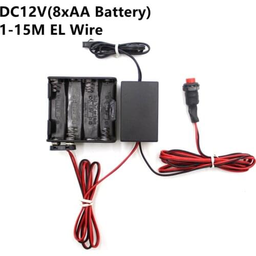 DC12V 8*AA Battery Power Supply Adapter Driver Controller Inverter For 1-15M El Wire Electroluminescent Light,DC To AC