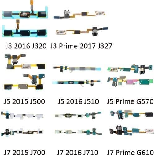 For Samsung Galaxy J3 J5 J7 Prime Metal 2015 2016 2017 Original Phone New Home Button Earphone Jack Menu Flex Cable Parts
