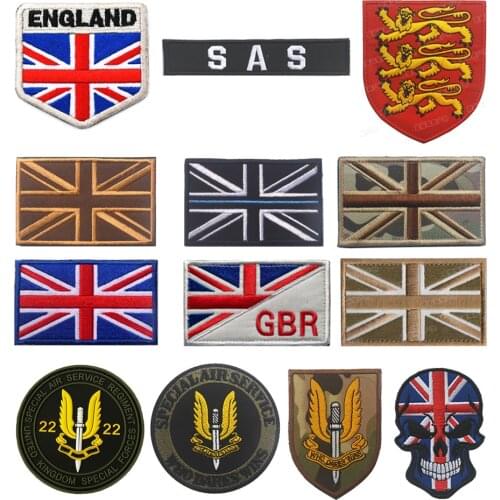 United Kingdom Flag Embroidery Patch SAS British Army Military Patches Tactical Emblem Appliques UK Embroidered Badges