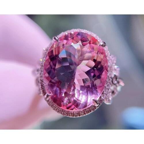 H317 Morganite Ring 8.5ct Fine Jewelry 18K Gold 100% Natural Pink Beryl Heliodor Morganite Jewellery for women Fine Ring